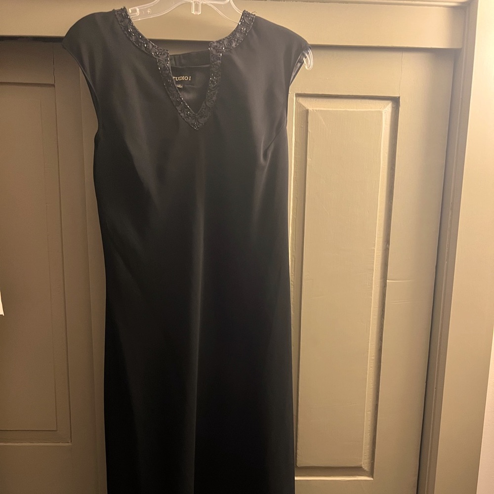 Studio I, black cocktail dress, below the knee, worn once, size 14